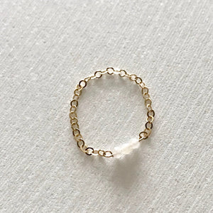 DAINTY chain moonstone ring