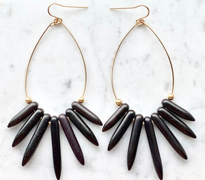 NAYLA black howlite statement earrings